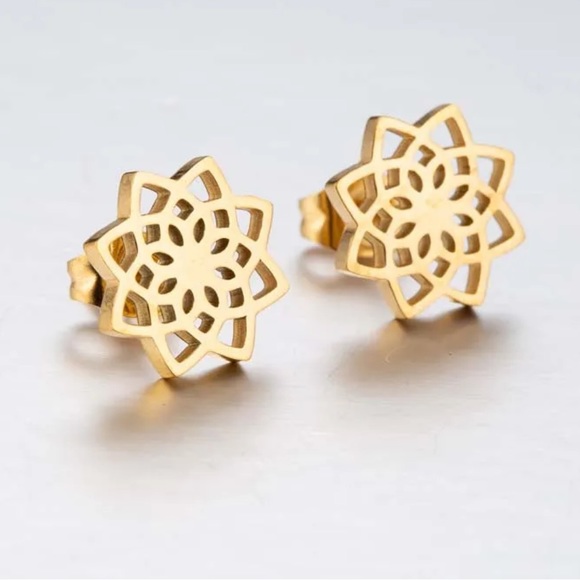 Lotus Flower Earrings - Picture 3 of 3